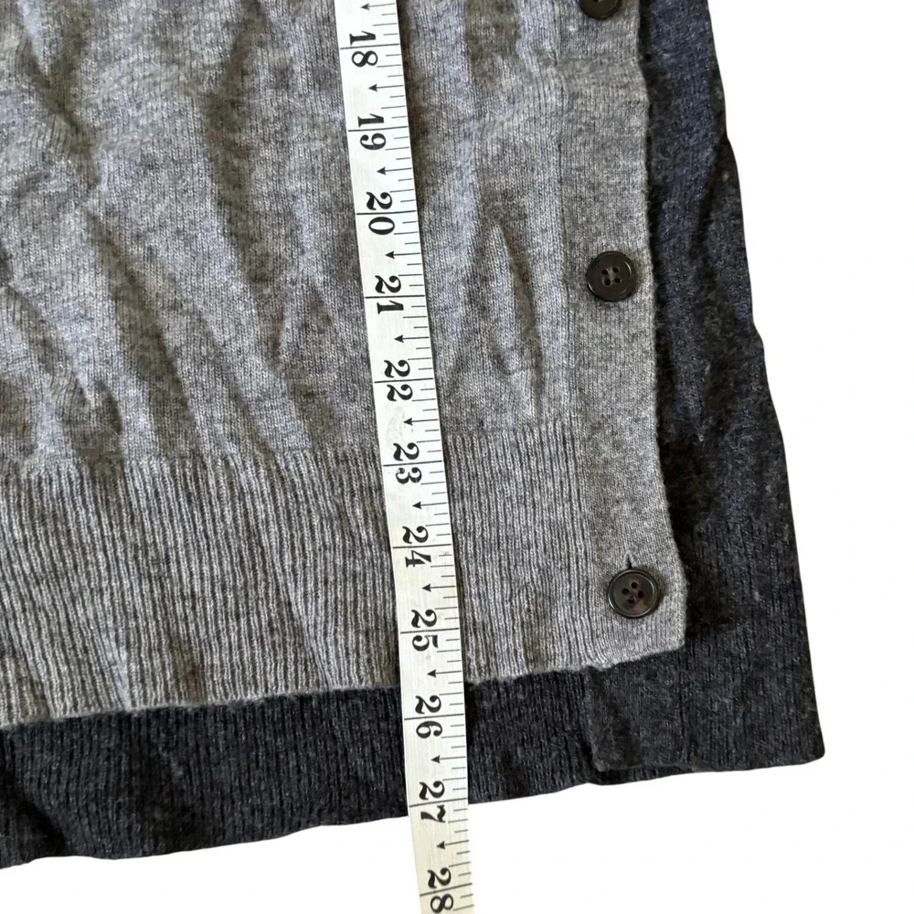 J. Crew Wool Blend‎ Sweater Sz M Gray Black Elbow Patches Two Tone Side Button